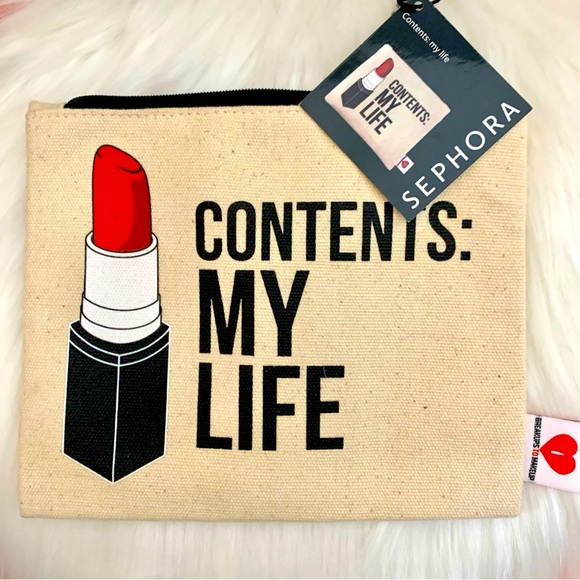 Sephora Other - Sephora💄 Beauty Print Design Canvas Makeup Bag w Zip Close NWT